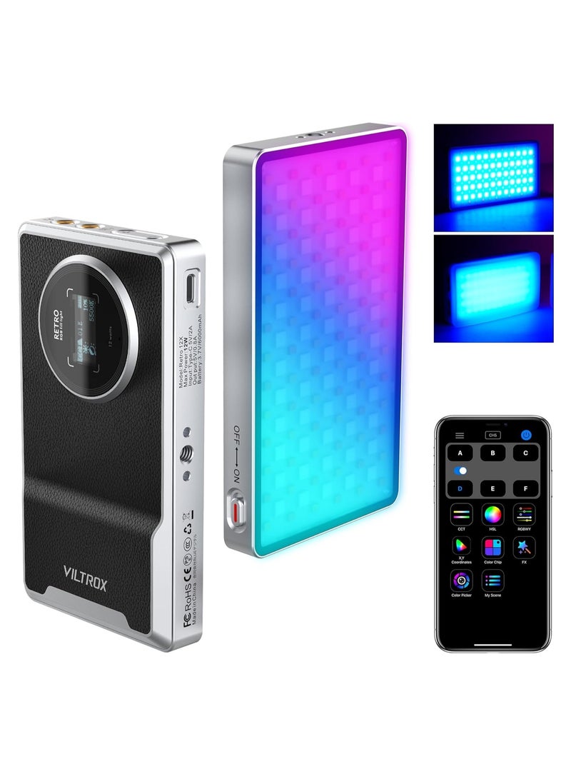 Barakah 12W RGB Camera Light, Portable Photography Lighting, RGB LED Video Light with App Control, Supports Used While Charging, Dimmable Panel Lamp, CRI97+/26 Scenes/2500K-8500K Mini On Camera Light - Image 1