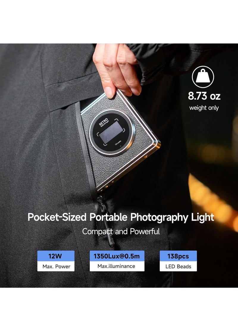 Barakah 12W RGB Camera Light, Portable Photography Lighting, RGB LED Video Light with App Control, Supports Used While Charging, Dimmable Panel Lamp, CRI97+/26 Scenes/2500K-8500K Mini On Camera Light - Image 4