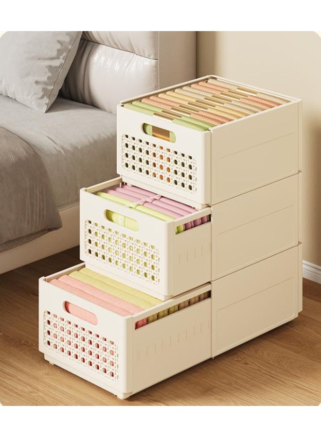 Golden 3 Pack Retractable Storage Box, Stackable Plastic Drawer Storage Box,Multifunctional Organizer and Storage Bins for Kitchen,Refrigerator,Cabinets,Wardrobes,Bathroom,Office(Large) - Image 1