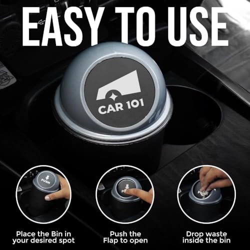 CAR101 Car Dustbin | Plastic Car Dust Bins | Dustbin for CarCar Accessories | Mini Car Trash Can with Lid for Cup Holder |Car Trash Can| Portable Car Trash Box - Matte Black & Nardo Grey - Image 3
