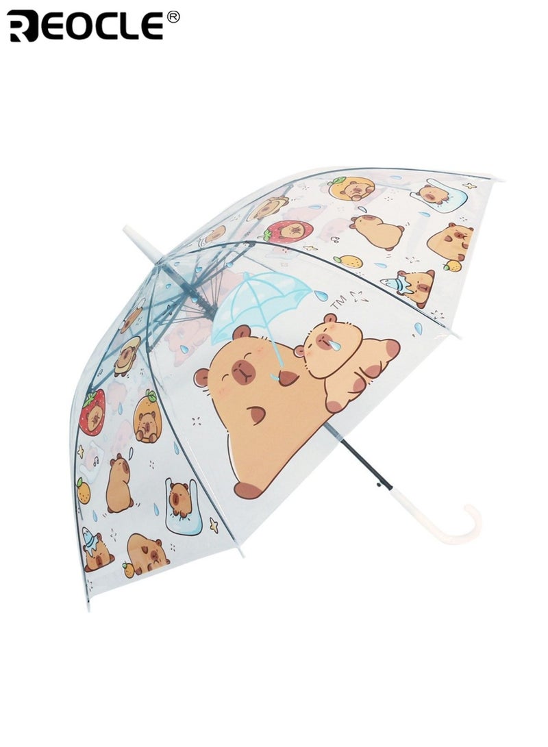 REOCLE 8-Rib Windproof Waterproof Folding Umbrella Auto Open Close Transparent Cartoon Design with Strap Travel Friendly Suitable for Daily Use Outdoor Activities Rainy Days Commuting Travel Washing Machine Safe Durable Lightweight for Men for Women for Adults - Image 3