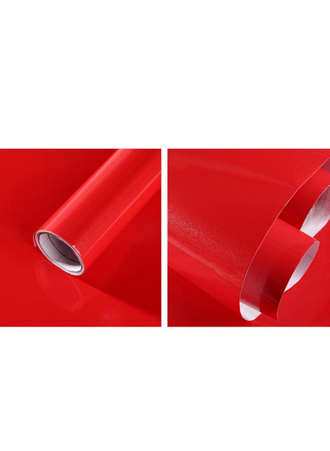 Waterproof Decorative Film Sticker Self-adhesive Wallpaper for Kitchen Furniture Red 200 x 60cm - Image 1