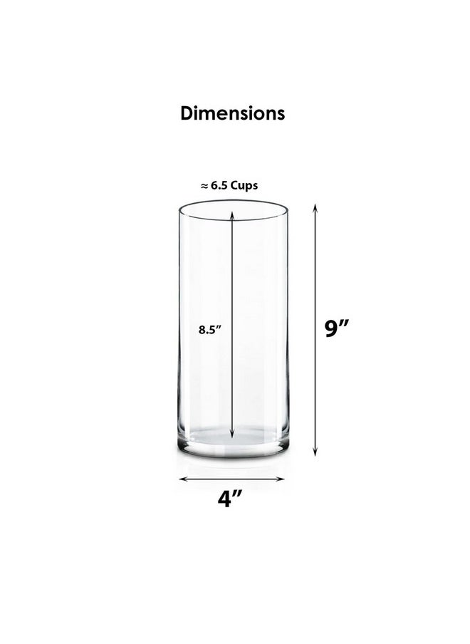 CYS EXCEL CYS Excel 2 PCS Clear Glass Cylinder Vase (D:4" H:9") | Multiple Size Choices Glass Flower Vase Centerpieces | Hurricane Floating Candle Holder Vase  - Image 2