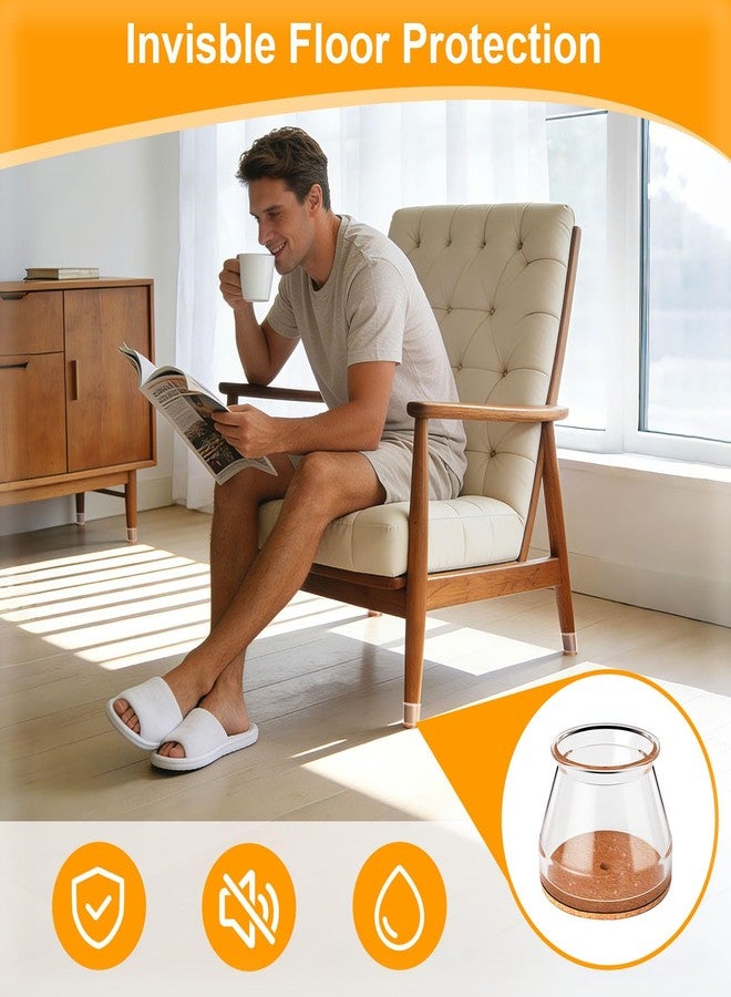 Ansible 24 pcs Square Extra Large Chair Leg Floor Protectors, Furniture Felt Pads Silicone Covers caps for Chairs,Chair Leg Protectors for Hardwood Floors (X-Large fit:1-5/8'' to 2.2'') - Image 4