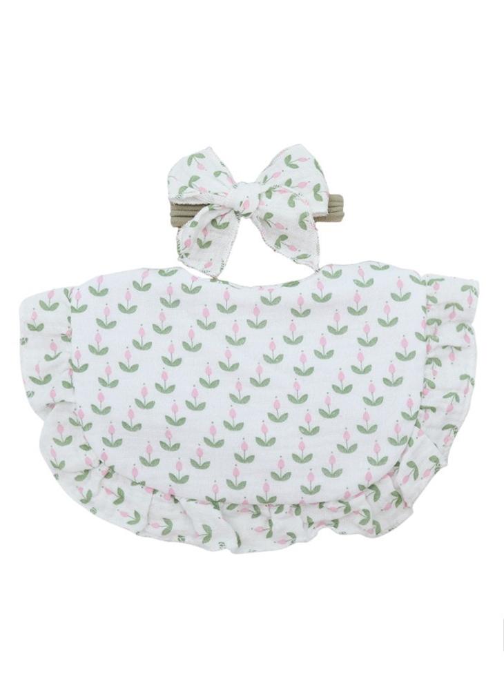 Bambimici Bella Baby Bib Set For Babies Flower Printed White - Image 1