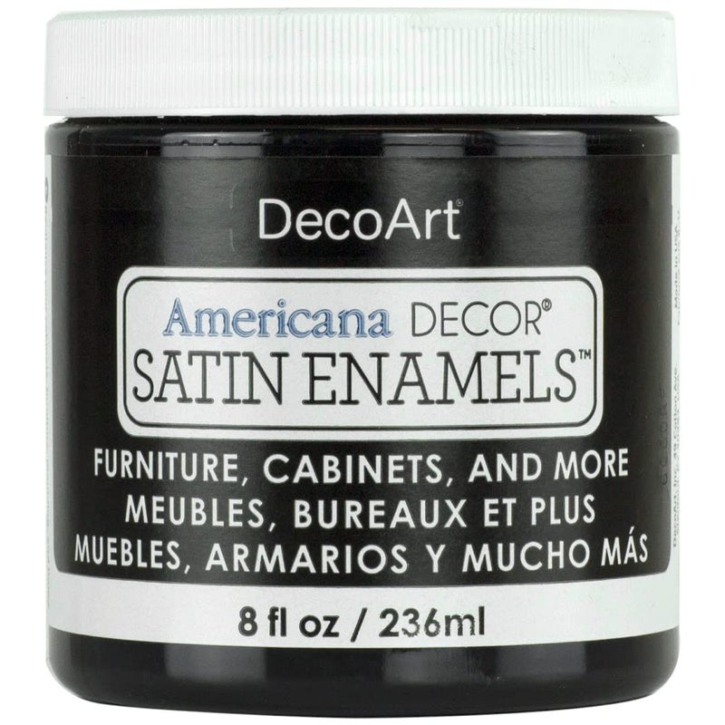 DecoArt Satin Enamels Acrylic Paint, 8 Fl. oz. Jar, Classic Black (Pack of 1) - Image 1