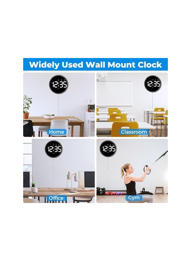 The Bros LED Digital Wall Clock, 10 Inch Large Digital Clock with Remote, Adjustable Brightness Digital Clock, Dimming Clock with Date Display, 12/24 Hour Temperature for Living, Bedroom, Office, Gym - Image 3