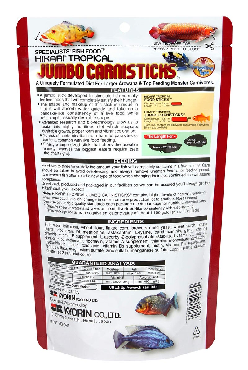 Hikari Tropical Jumbo Carnisticks Fish Food, 6.37 oz (182g) - Image 2