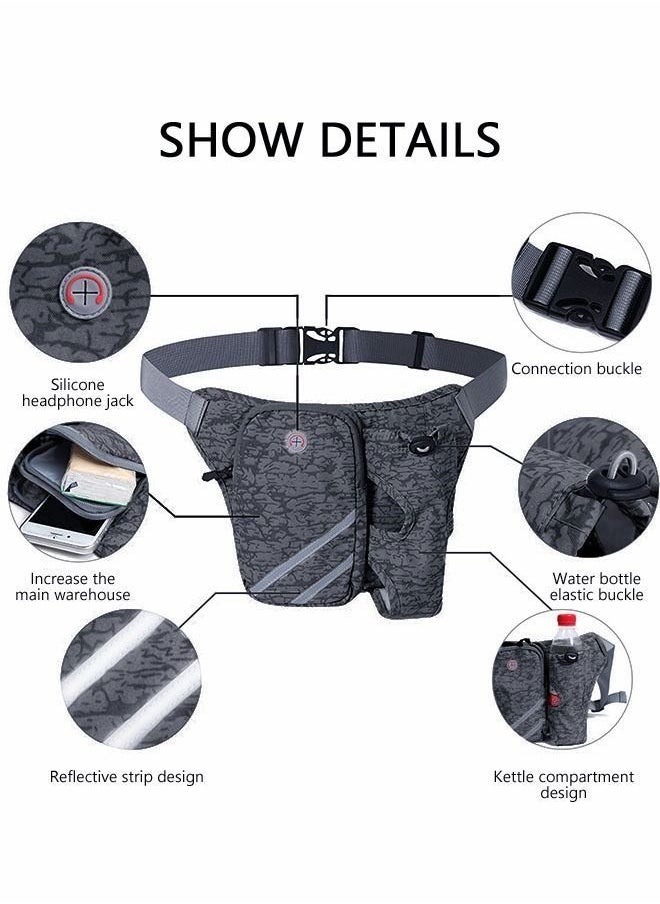 MIXDE - Running Waist Belt Bag with Water Bottle Smart Phone Holder Elastic Strap for Fitness Jogging Hiking Travel - Image 1
