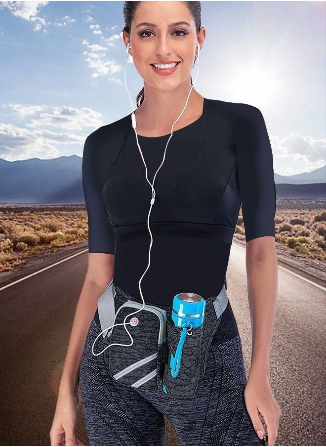 MIXDE - Running Waist Belt Bag with Water Bottle Smart Phone Holder Elastic Strap for Fitness Jogging Hiking Travel - Image 1