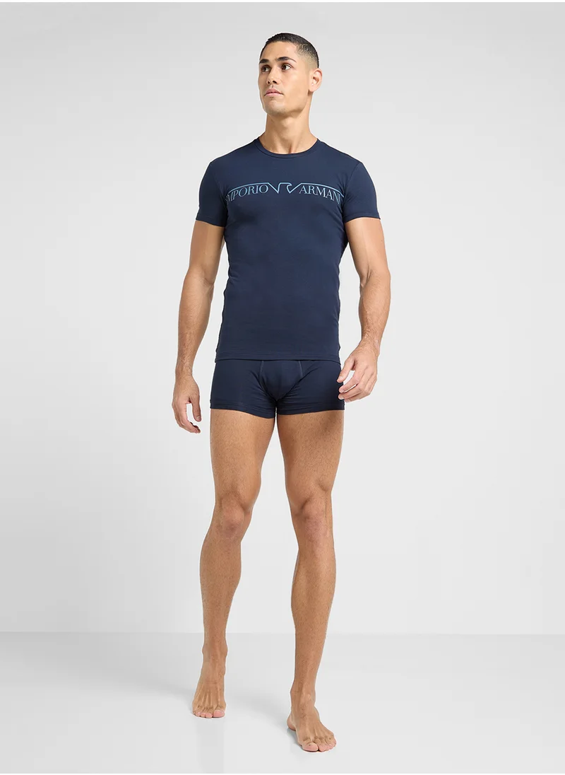 EMPORIO ARMANI Logo Crew Neck T-Shirt & Trunks Set