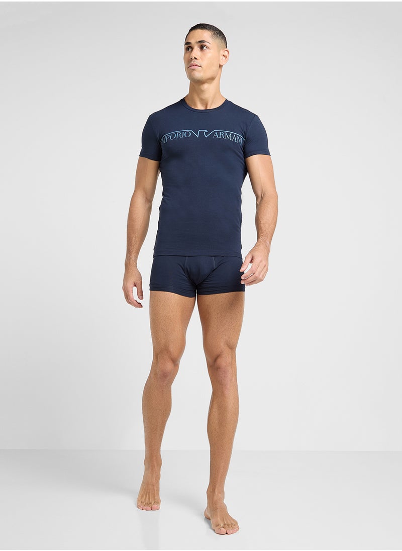 EMPORIO ARMANI Logo Crew Neck T-Shirt & Trunks Set  - Image 1