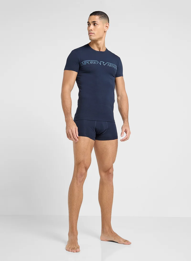 EMPORIO ARMANI Logo Crew Neck T-Shirt & Trunks Set