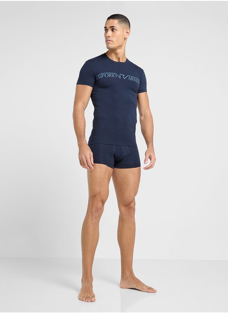 EMPORIO ARMANI Logo Crew Neck T-Shirt & Trunks Set  - Image 5