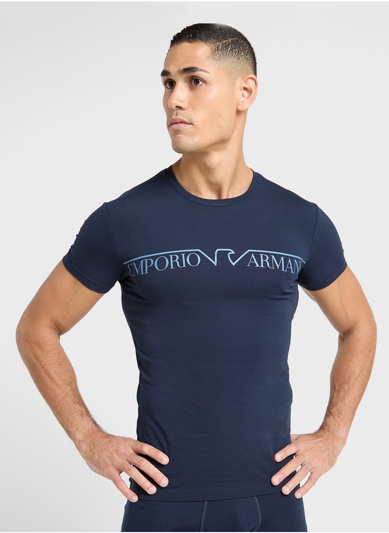 EMPORIO ARMANI Logo Crew Neck T-Shirt & Trunks Set  - Image 3
