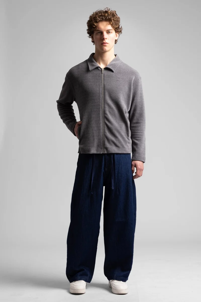 Catch Zip-up Ribbed Sweatshirt