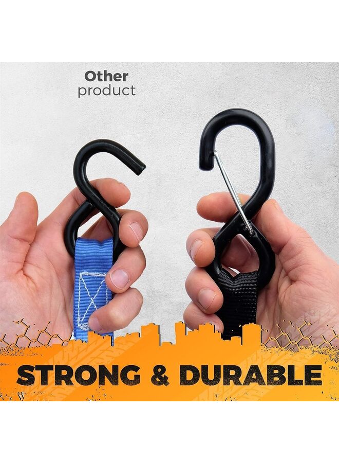 4 قطع من أشرطة السقاطة بطول 16 قدمًا ووزن 2200 رطل، مشد سقاطة، مشد حبل بوليستر، أحزمة شحن، لأحزمة الدراجات النارية، أربطة الربط، الأجهزة، الشاحنات (أسود) - Image 2