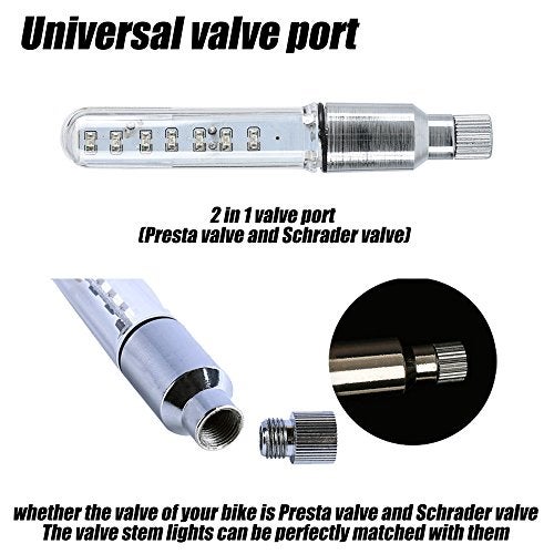 DAWAY A08 Bike Tire Valve Stem Light - Bright Led Auto Bicycle Wheel Lights, Waterproof, Cool Safety Bycicle Spoke Accessories for Men Boys Uncle Dad Boyfriend Husband, 1 Pack, Blue Graphics - Image 5