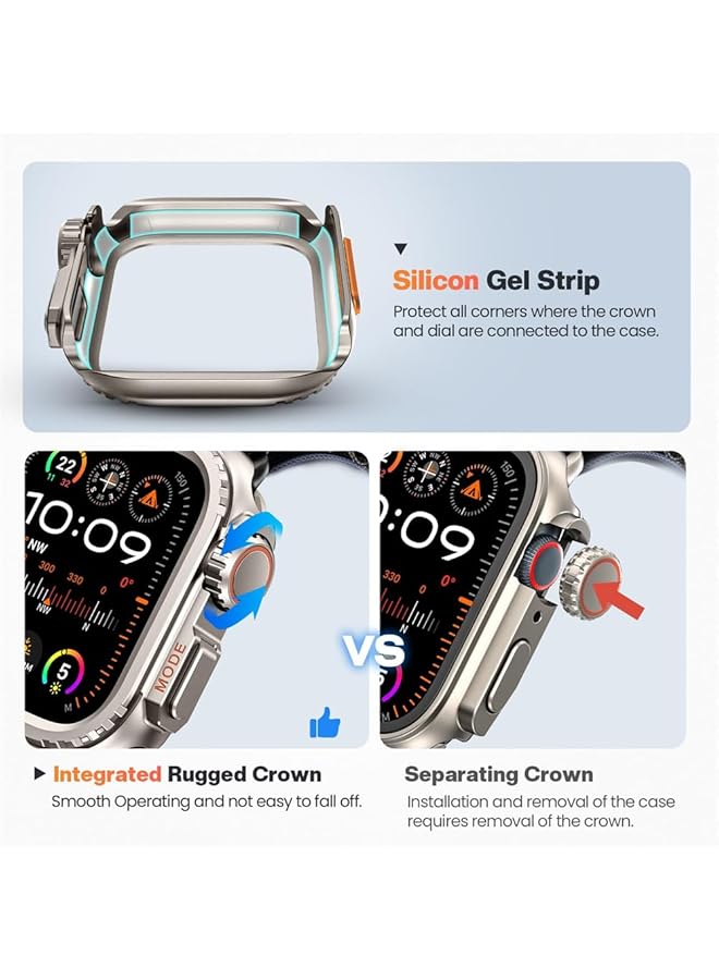 erorex Metal Bumper Case For Watch Series 9 8 7 45Mm Protector Rugged Bumper 45 Mm With Back Cover Raised Edge Screen Protection Titanium Original - Image 5