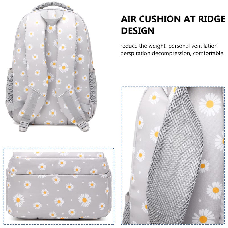 goldwheat Daisy Printed Backpacks With Lunch Pack Pencil Case 3pcs, Lightweight Water Resistant Bookbag For Middle School - Image 5