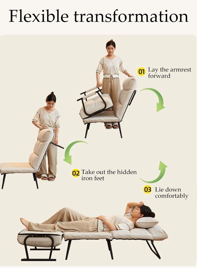 Spides Multi-Function Folding Convertible Sofa Bed Comfy Breathable Sleeper Chair with 5 Angle Adjustable Backrest 3-in-1 Convertable Single Sofa Couch Bed Chair Trifold Chaise Lounge Couch Portable Fold Out Chair Bed for Living Room, Bedroom, Apartment， Small Space - Image 3