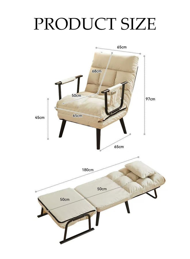 Spides Multi-Function Folding Convertible Sofa Bed Comfy Breathable Sleeper Chair with 5 Angle Adjustable Backrest 3-in-1 Convertable Single Sofa Couch Bed Chair Trifold Chaise Lounge Couch Portable Fold Out Chair Bed for Living Room, Bedroom, Apartment， Small Space - Image 4