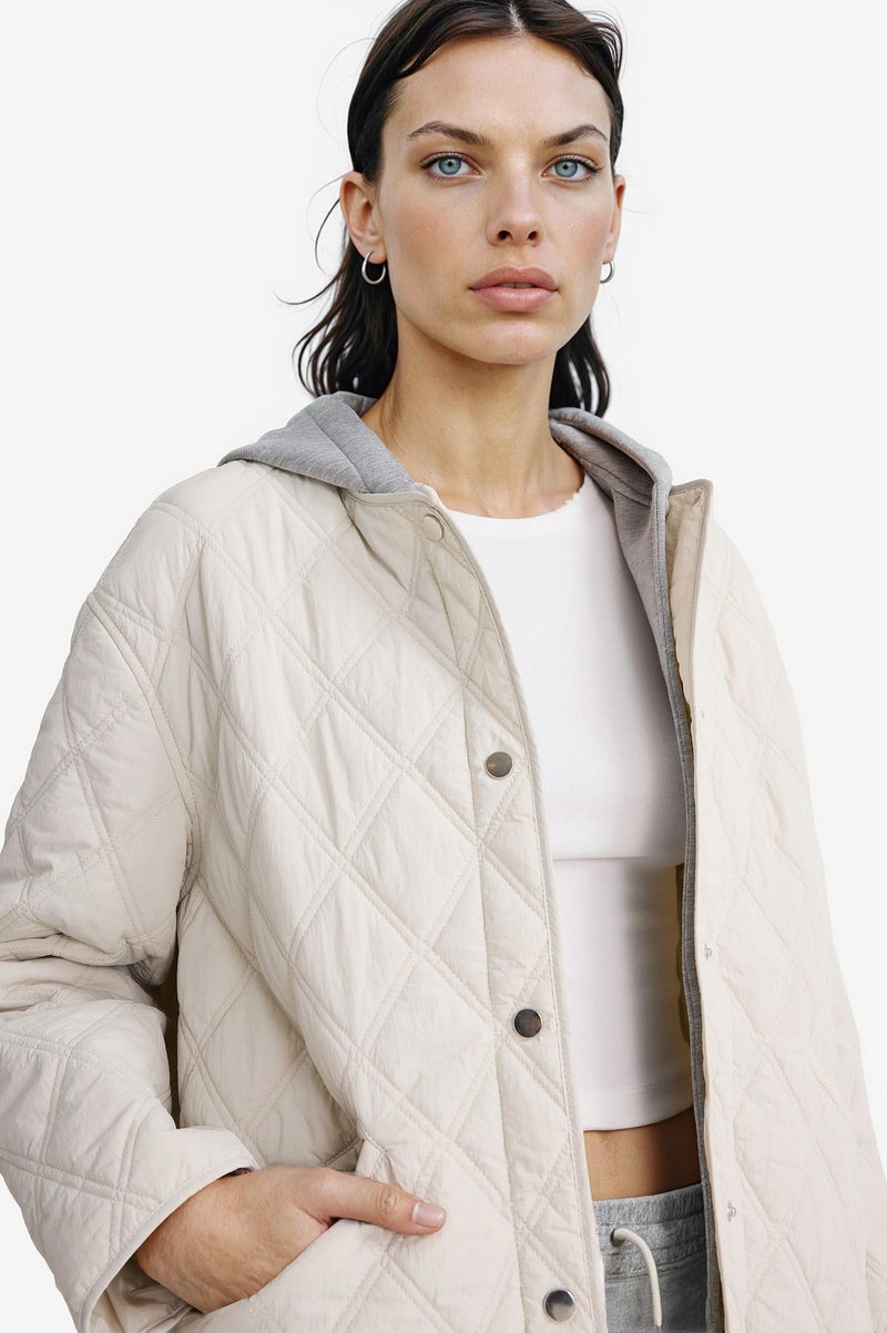 DeFacto Beige Woman Waterproof Double Sided Regular Fit Quilted Jacket Casual - Image 5