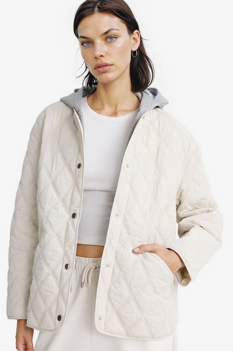 DeFacto Beige Woman Waterproof Double Sided Regular Fit Quilted Jacket Casual - Image 4