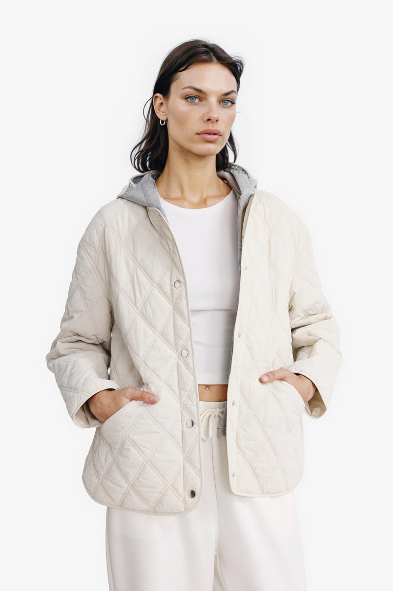 DeFacto Beige Woman Waterproof Double Sided Regular Fit Quilted Jacket Casual - Image 3