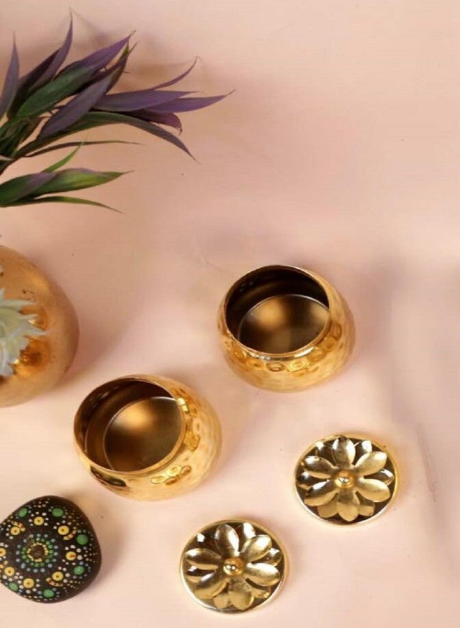 Stotram Hammered Copper Plated Dry Fruit Pot Shape Jars with Lid, Return Gifts for Baby Shower, Serving Bowls/Container for parties (2) - Image 5