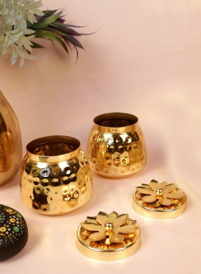 Stotram Hammered Copper Plated Dry Fruit Pot Shape Jars with Lid, Return Gifts for Baby Shower, Serving Bowls/Container for parties (2) - Image 4