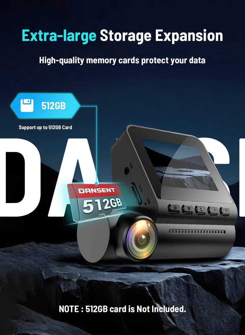 Dansent Dash Cam 4K Ultra HD 2Inch IPS 1K Rear Car Road Camera with 32GB card GPS Night Vision G-Sensor ADAS Wi-Fi App Control 24H Parking Monitor Video Recorder - Image 2