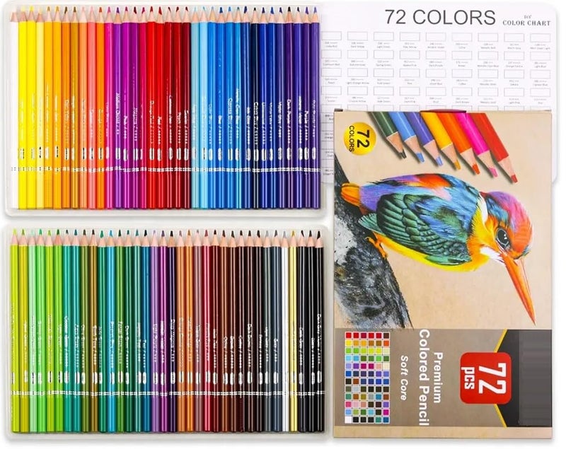 Corslet مجموعة كورسلت من 84 طقم رسم 72 قلم تلوين 12 قلم رسم للتخطيط والتظليل أقلام تلوين للبالغين والمبتدئين مجموعة أقلام تلوين للأطفال - Image 2