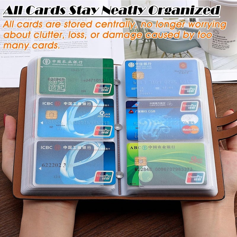 Romozi RFID Credit Card Holder, Leather Business Card Organizer with 96 Card Slots, Credit Card Protector for Managing Your Different Cards and Important Documents to Prevent Loss or Damage - Image 3