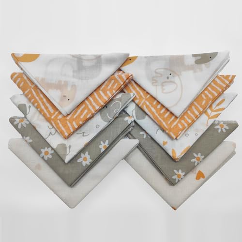 Trance Home Linen Super Soft 100% Cotton Thin Malmal Face Towels | Reusable Hygiene Wash Cloth | Napkin for New Babies | Soft Hankies for Children (Small 40 X 40 Cm, (Terra Tots - Pack of 10 Pcs), - Image 2