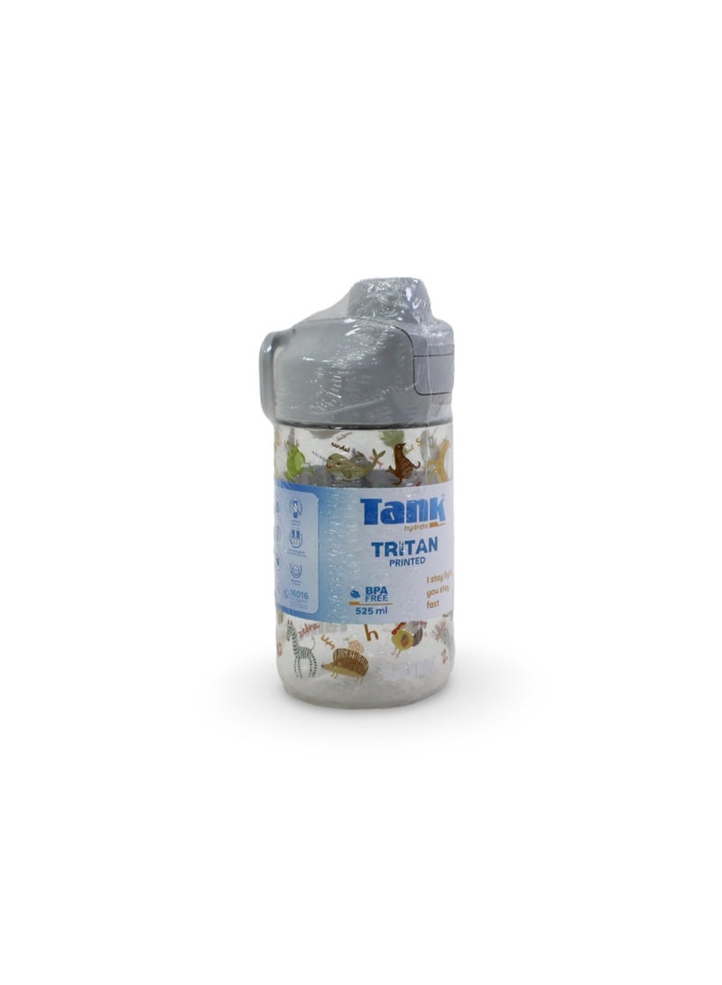 Tank Tritan Water Bottle 525ml – Animals Grey - Image 1