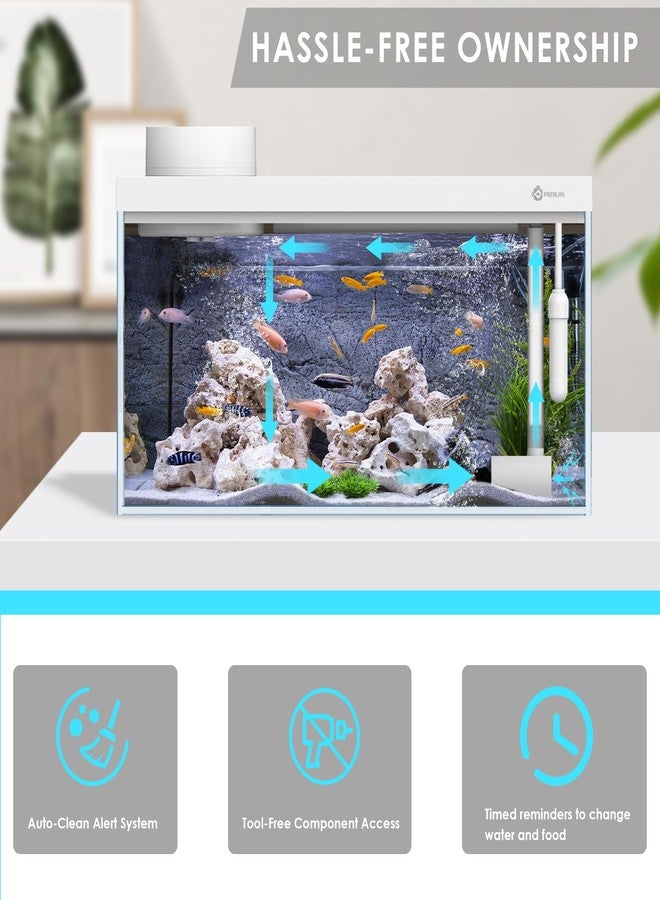 PREMJIN Smart Fish Tank Aquarium Kit with APP Control and Auto Feeder -1.5 Gal Fish Tank Multi-Layer Filtration System Silent Pump & UHD Glass -16 Million DIY Colors Includes Mini Magnetic Scrubber Scraper - Image 5