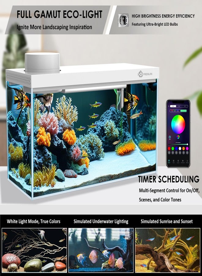 PREMJIN Smart Fish Tank Aquarium Kit with APP Control and Auto Feeder -1.5 Gal Fish Tank Multi-Layer Filtration System Silent Pump & UHD Glass -16 Million DIY Colors Includes Mini Magnetic Scrubber Scraper - Image 2