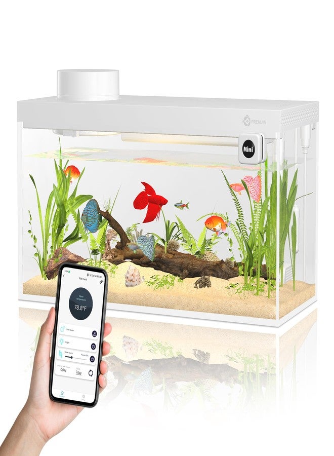 PREMJIN Smart Fish Tank Aquarium Kit with APP Control and Auto Feeder -1.5 Gal Fish Tank Multi-Layer Filtration System Silent Pump & UHD Glass -16 Million DIY Colors Includes Mini Magnetic Scrubber Scraper - Image 1