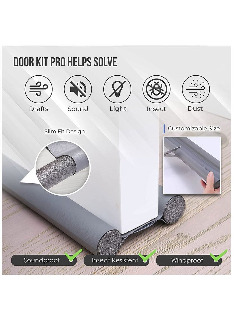 Captaintech 2Pack Under Door Strip, Adjustable Door Draft Stoppers, Door Seal for Bedroom Kitchen Window Office, 96cm(Grey)  - Image 4