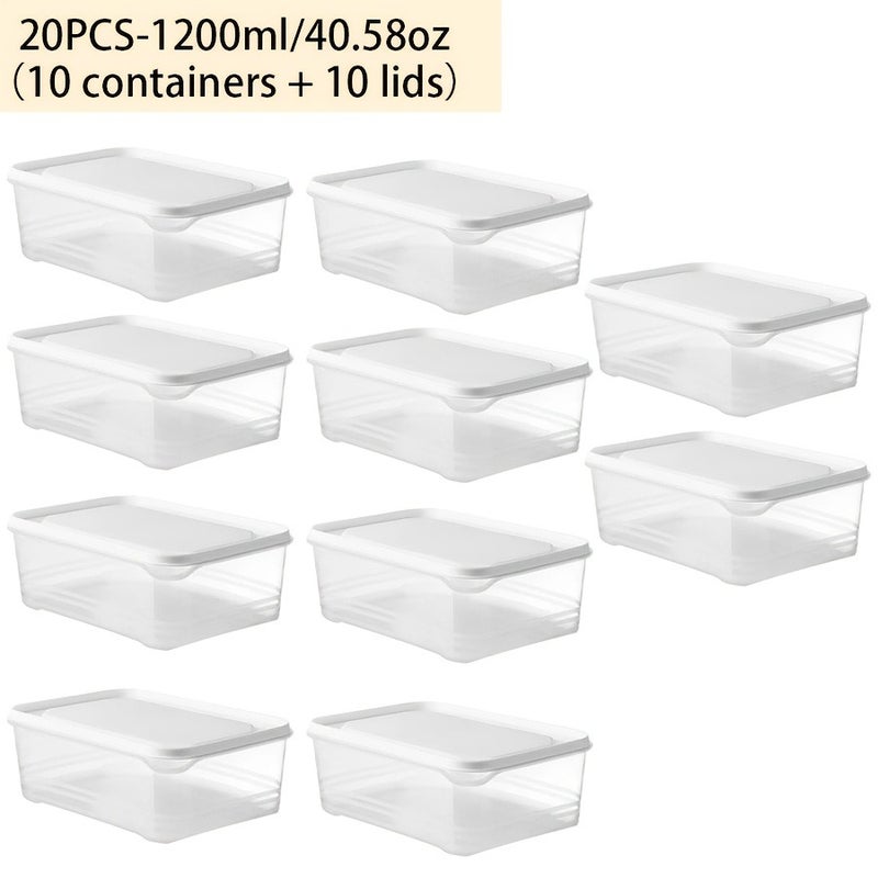 20pcs (10pcs Containers And 10pcs Lids) Freezer Fresh Box Set. Storage Containers. Featuring Flip-Top Design. Leak-Proof Stackable Food-Grade Polypropylene Sealed Boxes. Ideal for Storing Grains, Meats - Image 1