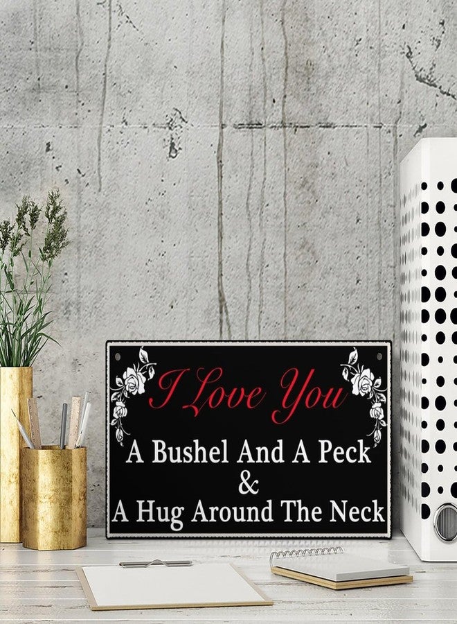 Henntile I Love You A Bushel & A Peck and A Hug Around The Neck Hanging Sign Decorative Wood Sign Home Decor Wood Door Sign Plaque 12" x 6" - Image 4