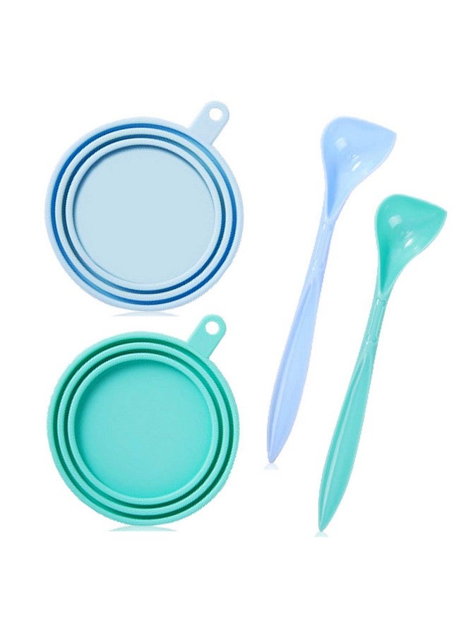 WAFJAMF Silicone Pet Can Covers,Dog Cat Food Can Lids And Spoons,Universal Bpa Free,Fit Multiple Sizes Dishwasher Safe-2 Pack+Spoon  - Image 1