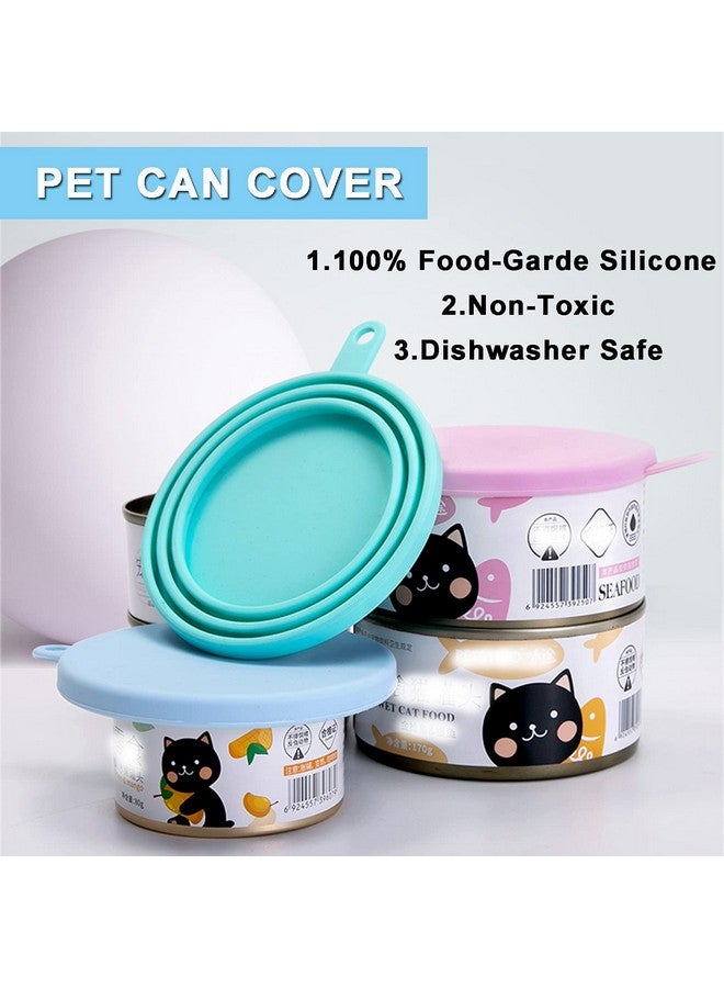 WAFJAMF Silicone Pet Can Covers,Dog Cat Food Can Lids And Spoons,Universal Bpa Free,Fit Multiple Sizes Dishwasher Safe-2 Pack+Spoon  - Image 2