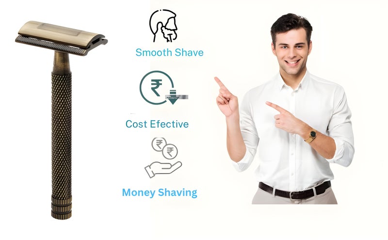 Pristine Shaving Double Edge Safety Razor For Men Antique Brass Classic & Traditional Shaving Razor (Close Comb) - Image 4