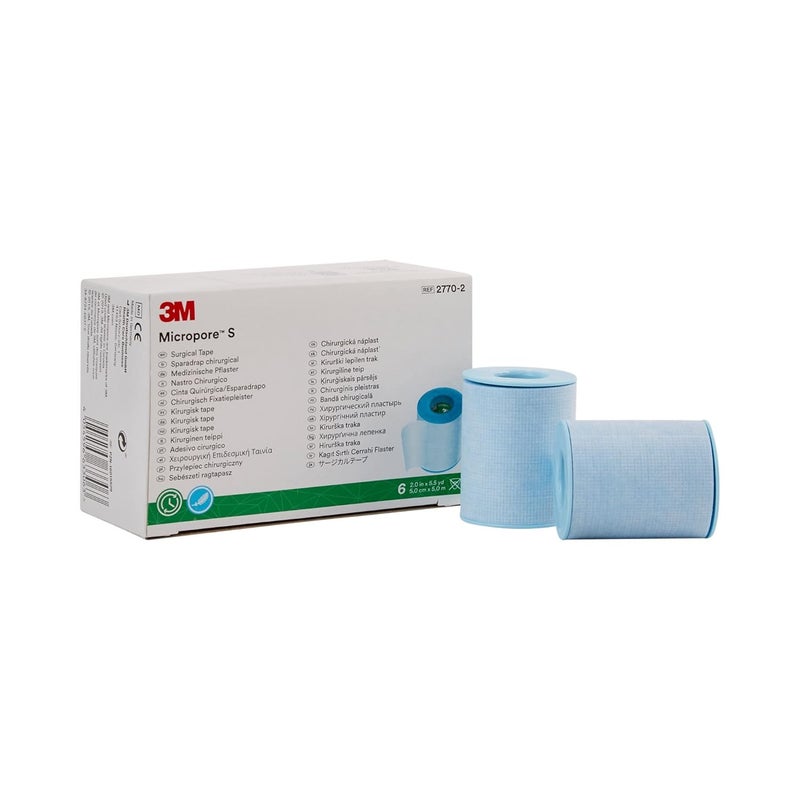 3M Blue Silicone Medical Tape 2" x 5.5 yd 1 Box, 6 Rolls/Box 2770-2