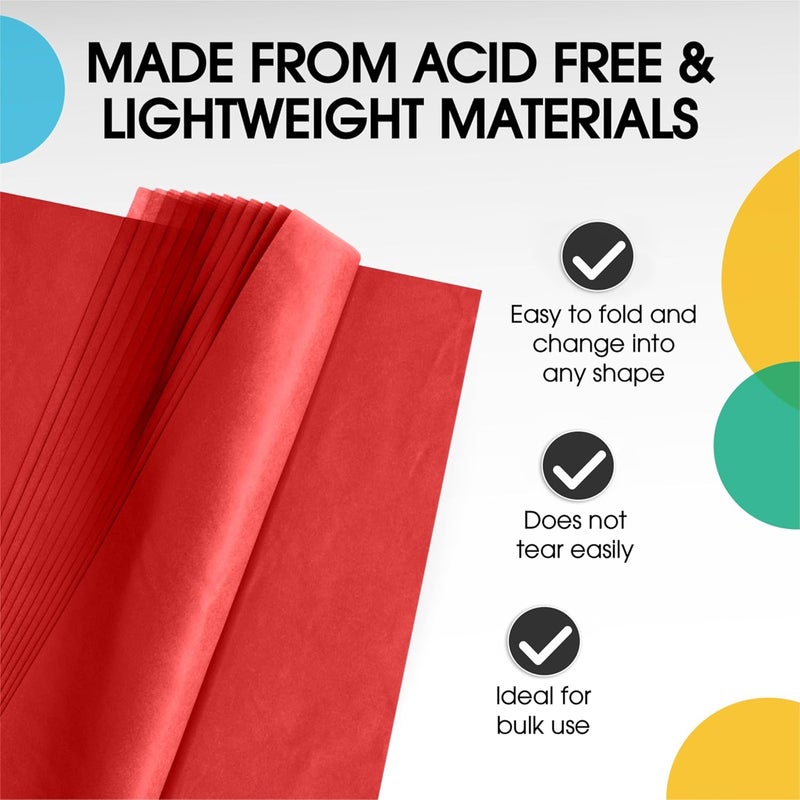 Party Solids Red Tissue Paper for Gift Bags - 15" X 20" Bulk Tissue Paper Red 480 Sheets - 10lb Newsprint for Packing, Birthday Gift Box Filler, Packing Supplies for Moving Supplies - Image 3