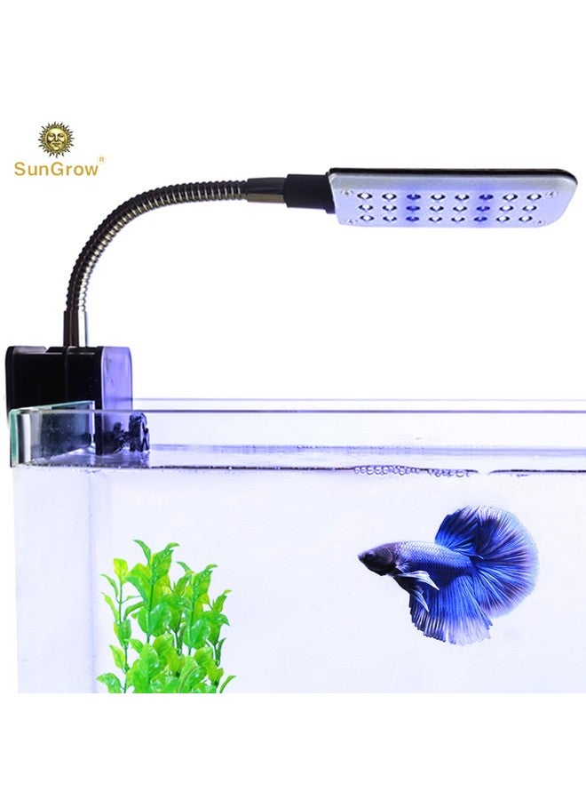 SunGrow Led Aquarium Light For Fish Tank, 24 Leds, White & Blue Adjustable 360° Flexible Metal Arm Small Aquarium Led Light For Nano Tank, Install On Dog & Cat Crate For Security, Kitten & Puppy Care - Image 2