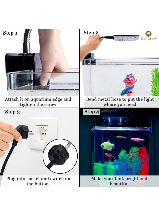 SunGrow Led Aquarium Light For Fish Tank, 24 Leds, White & Blue Adjustable 360° Flexible Metal Arm Small Aquarium Led Light For Nano Tank, Install On Dog & Cat Crate For Security, Kitten & Puppy Care - Image 4