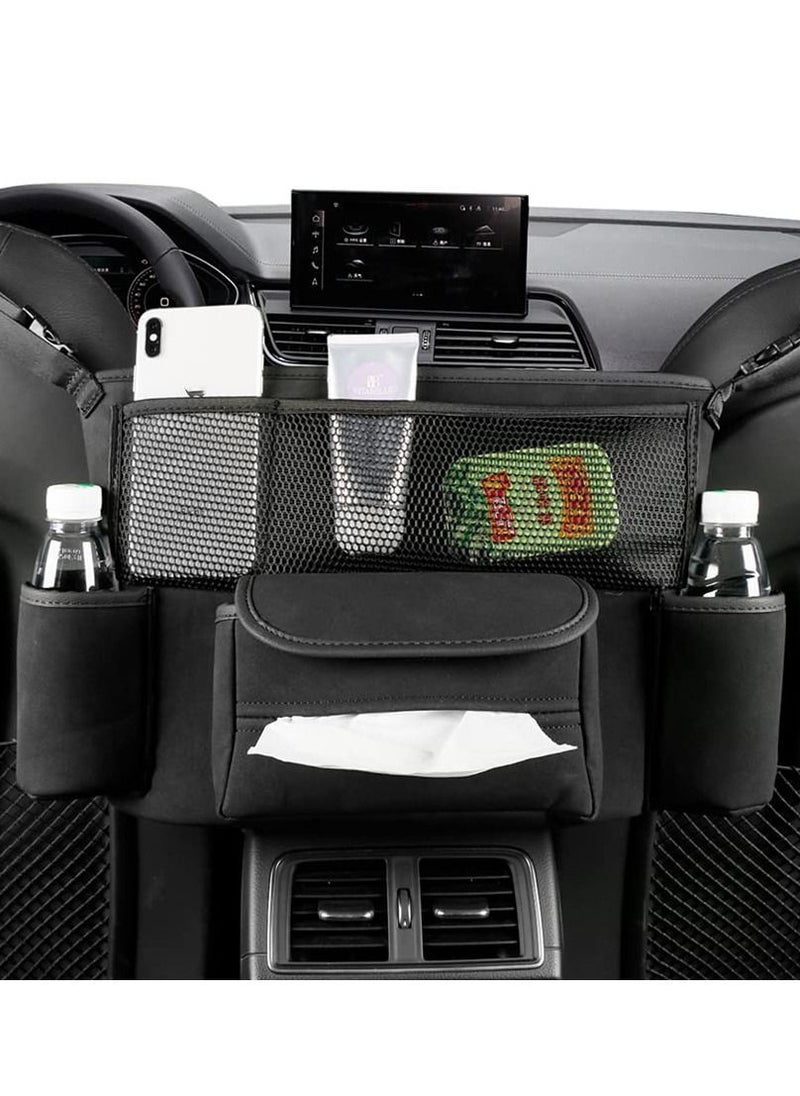 YQbest Car Handbag Holder Between Seats Suede Large Capacity Purse Automotive Consoles & Organizers for Document Phone Storage Organizer  - Image 1